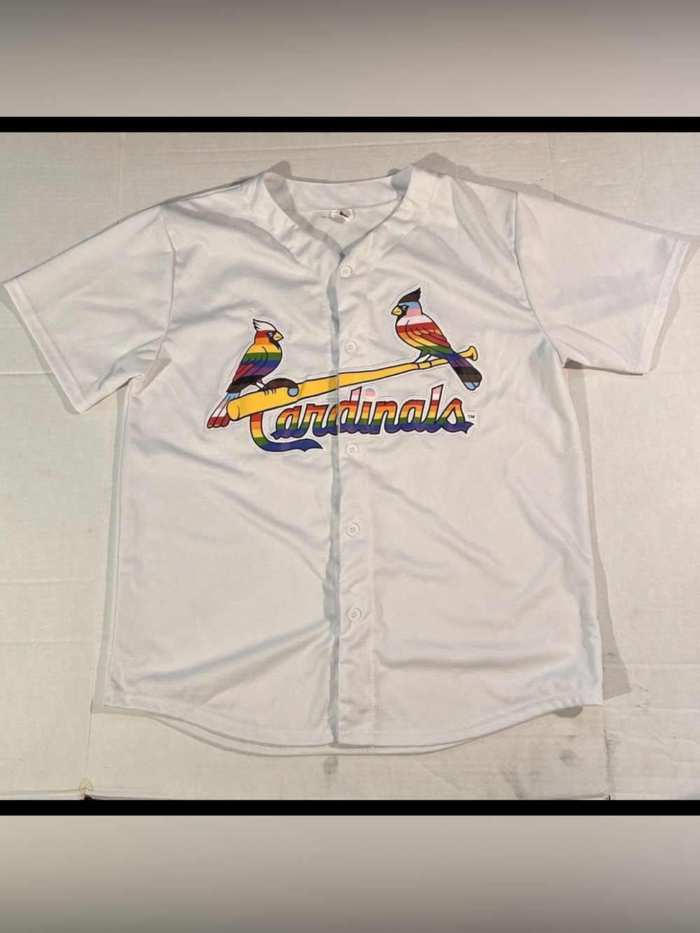 St. Louis Cardinals Pride Rainbow Jersey SGA sz L LARGE White MLB Baseball